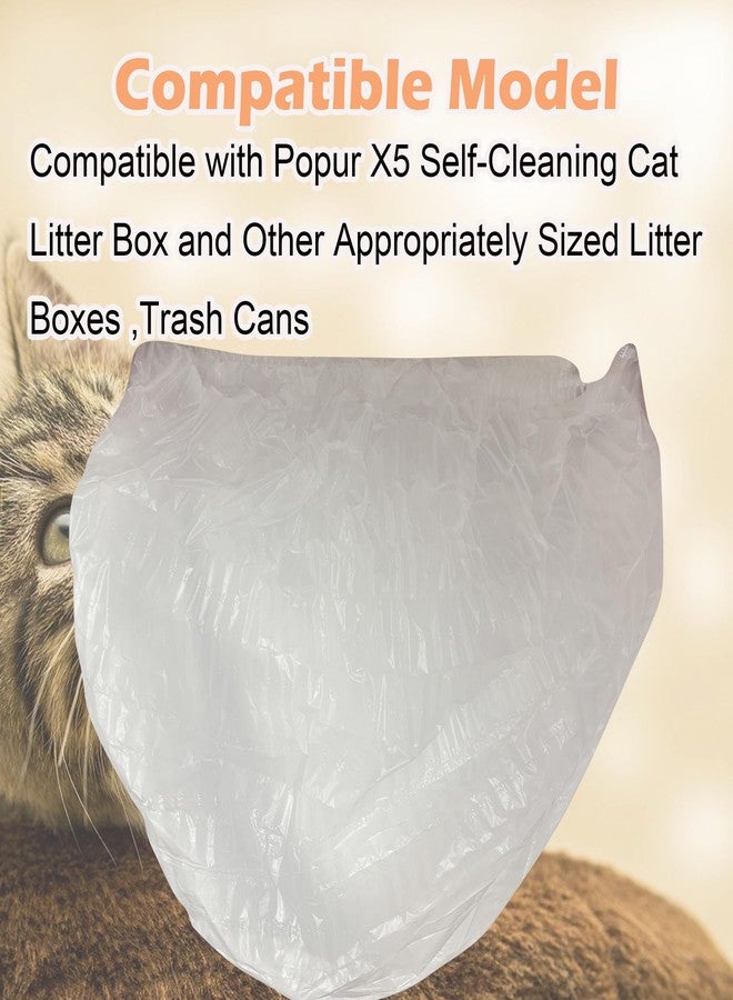 AFJWUZ 50 PCS Elastic Band Trash Bags Compatible with Popur X5 Litter Box, Litter Box Liners for Popur X5 Self-Cleaning Cat Litter Box (White) - Image 2